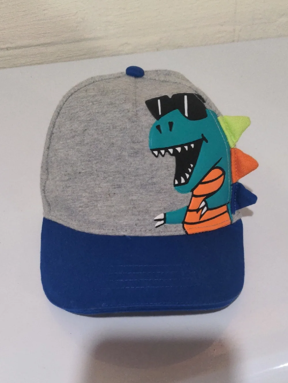 Kids Grey & Blue Dinosaur Baseball Cap